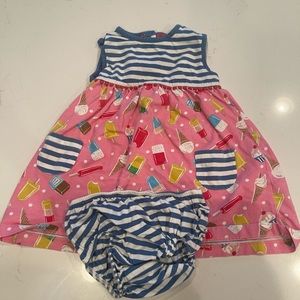 12-18 Month Baby Boden ice cream dress with blue and white stripes